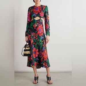 New Farm Rio Blooming Garden Long Sleeve Cutout Dress - Floral - Size XL
